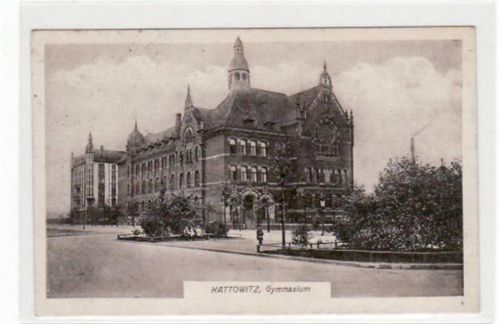 Kattowitz Kattowitz / Katowice mit Gymnasium gelaufen, 1923 kleiner Knick unten links, leicht fleckig, sonst gut erhalten