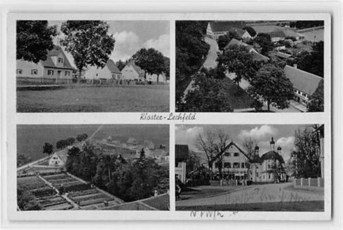 Kloster-Lechfeld mit Straßenpartie und Einfamilienhäuser ungelaufen Leichter Knick oben, sonst gut erhalten