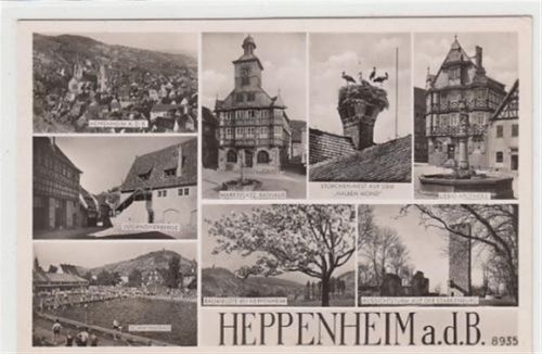 Heppenheim Heppenheim an der Bergstraße mit Jugendherberge gelaufen, mit Marke und Stempel, Datum nicht lesbar. Gute Erhaltung.