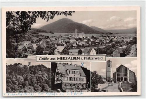 Merzalben. Kirche gelaufen. Leichter Stempeldurchdruck, sonst gut erhalten