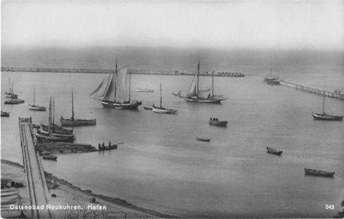 Ostseebad Neukuhren / Kursiai / Pionerski - Kreis Fischhausen / Primorsk. Hafen mit Segelboote ungelaufen Top Erhaltung.