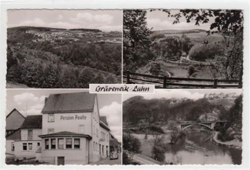 Gräveneck an der Lahn mit Pension Pauly ungelaufen Gute Erhaltung.