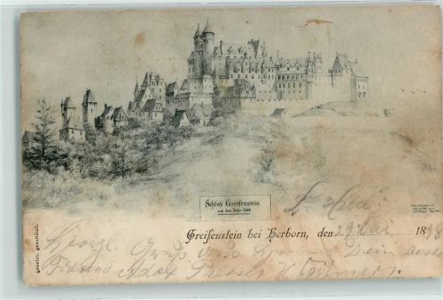 Greifenstein 1898 Schloss Bahnpost Köln Giessen Frankfurt