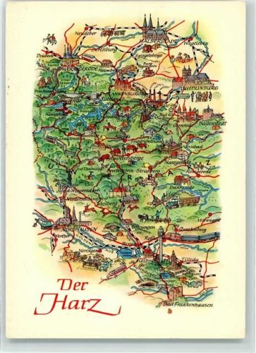 Bad Frankenhausen Landkarte Der Harz Zeichnung von A. Hoppe