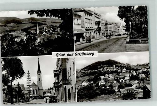 Schönberg Kirchplatz Maibaum Gasthaus Pfarrkirche St. Margareta Motorrad