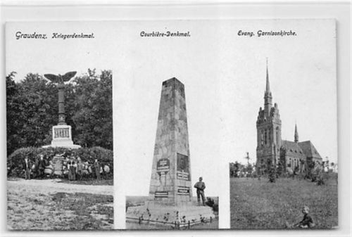 Graudenz Graudenz / Grudziadz mit Kriegerdenkmal, Courbiére-Denkmal u. evangelischer Garnisonkirche ungelaufen Sehr gut erhalten.