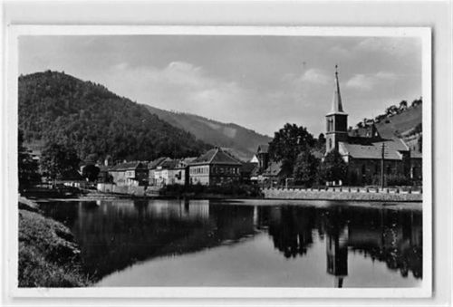 Wolfach. Ev. Kirche mit Partie an der Kinzig ungelaufen Leichte Anhaftungen Vorderseite, leicht fleckig, sonst gut erhalten
