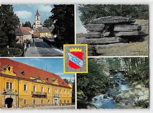 Schrems mit Blick auf die Kirche und Braunau gelaufen. Gute Erhaltung.