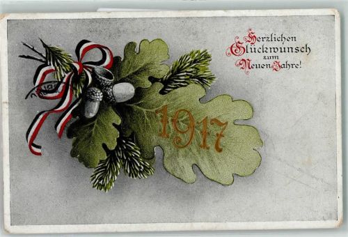 1916 Neujahr Schwarz-Weiß-Rot 1917 Eichenblatt AK