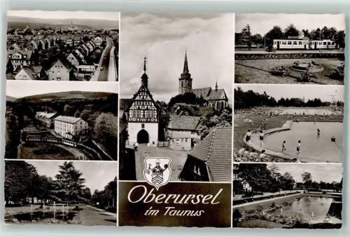 Oberursel Kirche Schwimmbad Straßenbahn Wappen Springbrunnen Park