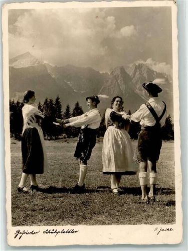 1938 Bayr. Schuhplattler Trachten AK