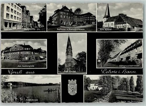 Lehrte Burgdorfer Straße Rathaus u. Kreissparkasse Alte Kirche Am Sedanplatz Ev. Kirche Köthenwaldstraße Autobahnsee