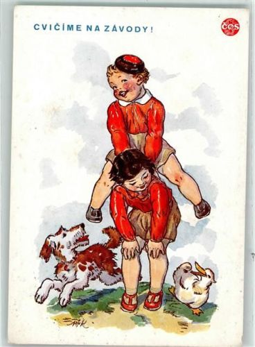 1938 Kinderspiele Bock springen AK