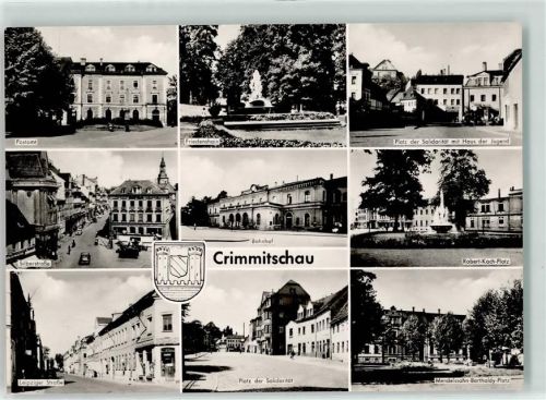 Crimmitschau Postamt Freidenshain Platz der Solidarität mit Haus der Jugend Silberstraße Bahnhof Robert Koch Platz Leipziger Straße Mwndelson Bartholdy Platz