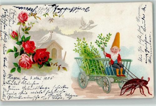 1905 Zwerg Rosen Tauben AK