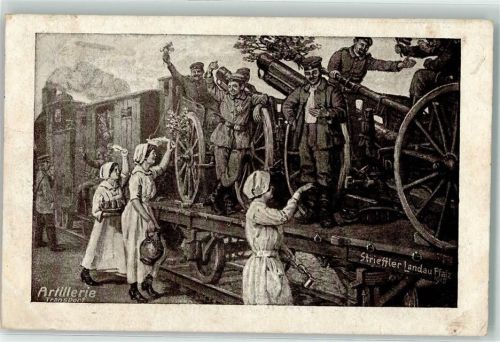 1916 Artillerie Transport Propaganda WK I Frauen reichen Getränke