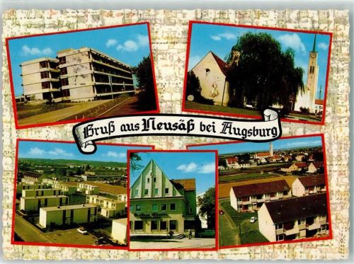 Neusäß Hochhäuser Siedlung Kirchturm v. St. Ägidius