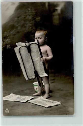 Photochemie Serie 7595 Baby mit Brille Zeitung lesen Zeitungshalter Humor
