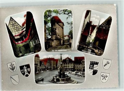 Schwabach Marktplatz Marktszene Brunnen Stadelmannsmühle Hüttlingerhof Stadtmauer Wappen