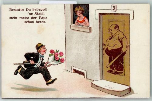 1932 Schwiegersohn , der Vater steht schon bereit AK