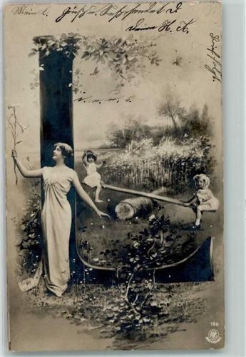 1901 Buchstabe L Wippe Jugendstil Verlag NPG Serie 195 AK