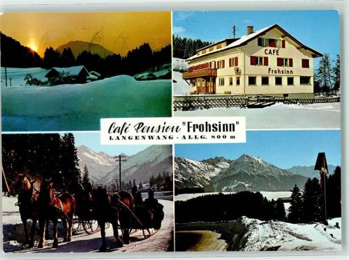 Langenwang Winter Gasthaus Cafe Pension Frohsinn Pferdeschlitten Flurkreuz