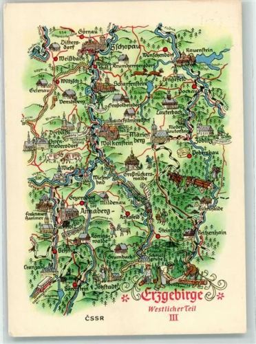 Annaberg Landkarte Erzgebirge Westlicher Teil III Zeichnung A. Hoppe