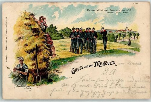 1900 Nr. 595 Gruss aus dem Manöver sign. Kleinhampel - Militär Soldaten Humor