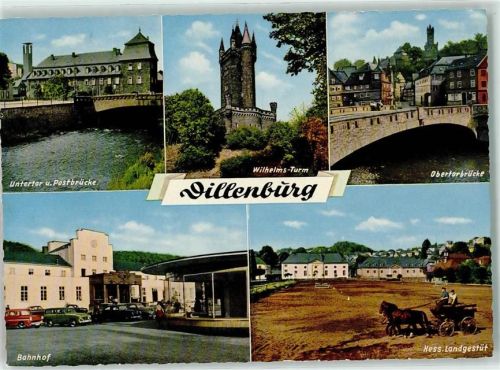 Dillenburg Untertor Postbrücke Wilhelms Turm Obertorbrücke Bahnhof Langestüt Kutsche Auto