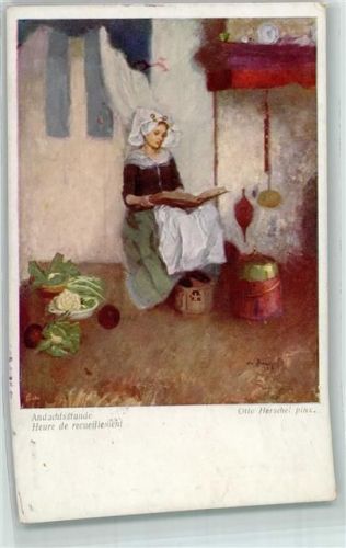 1919 Andachtsstunde Fußbank sign. Otto Herschel AK