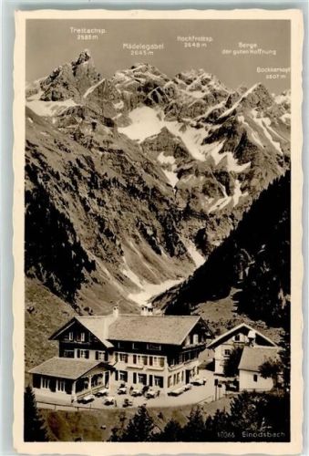 Einödsbach Gasthaus-Pension Einödsbach Alpen Trettschspitze Mädelegabel Bockkarkopf Hüttenstempel