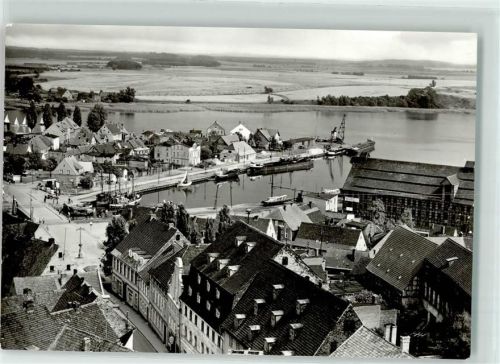 Wolgast Blick auf den Hafen Schiff