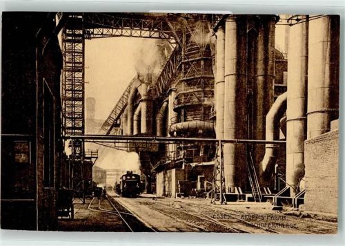 W4300 Essen , Ruhr Industrie Hochofenanlage AK Krupp Gebrauchsspuren