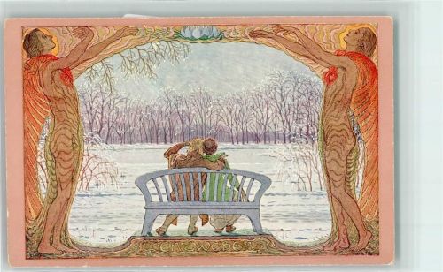 Nr. 80 Lenzweben Jugendstil vielfarbig AK