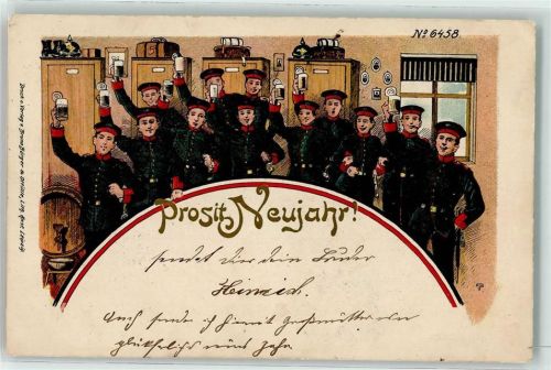 1901 Nr. 6458 Kaiserl. Militär Neujahr Bier AK