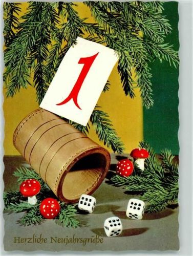 Würfelbecher Neujahr AK