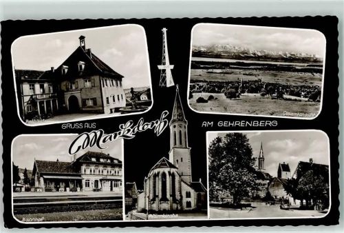 88677 W7778 Markdorf , Baden - Rathaus Bahnhof Pfarrkirche VW Käfer Gehrenberg
