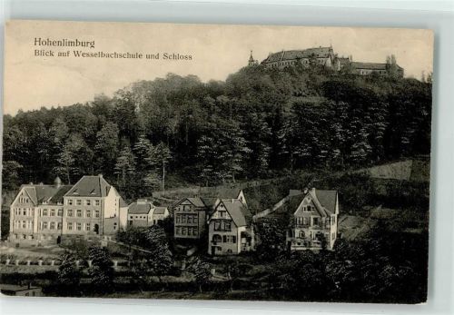 Hohenlimburg Blick auf Wesselbachschule und Schloss