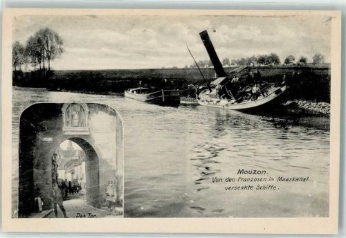 Mouzon Schlepper Schiff Maaskanal Tor Soldaten
