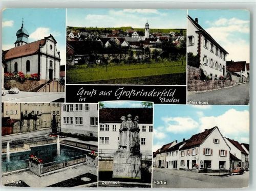 Großrinderfeld Pfarrhaus Kirche Springbrunnen Kriegerdenkmal Zigarettenautomat