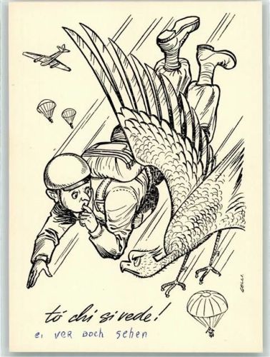 To chi si`vede Karikatur - Militär Italien Fallschirm