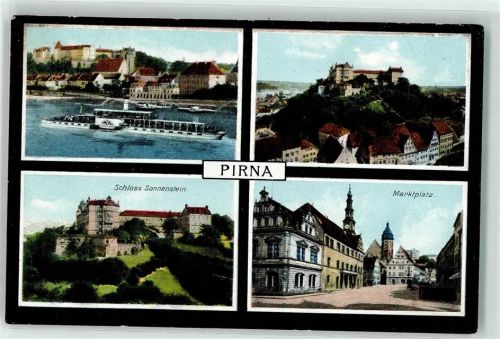 Pirna Schloss Sonnenstein Marktplatz Seitenraddampfer