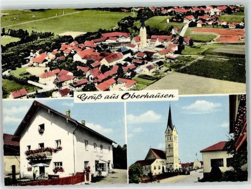 Oberhausen Wohn-u.Geschäftshaus Zigarettenautomat Pfarrkirche Maria Himmelfahrt Fliegeraufnahme