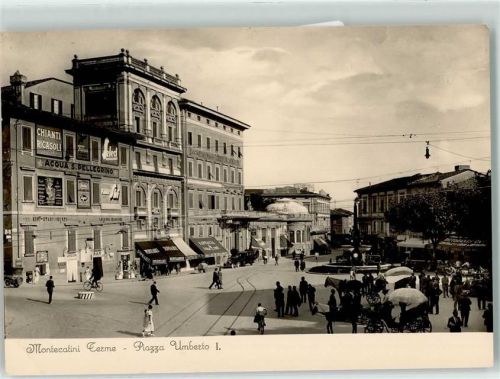 Montecatini Terme Piazza Umberto I. Kutsche Geschäfte Brunnen Fahrrad