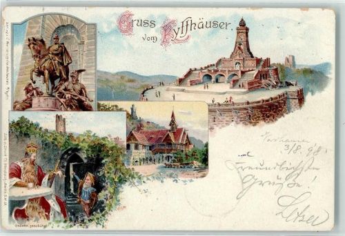 06567 O4712 Kyffhäuser 1898 - Barbarossa Gasthaus Reiterstandbild Denkmal Kyfthäuser
