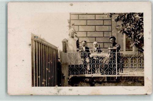 52349 W5160 Niederau , Kr Düren 1909 Privatfoto AK Familie Auf dem Balkon