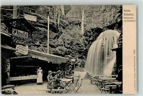 Rathen Kurort Verkauf von Ansichtskarten - Restaurant Am Amselfall - Wasserfall