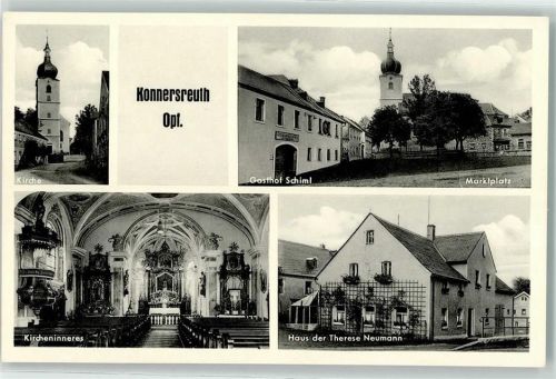 Konnersreuth Haus der Therese Neumann Gasthaus Schiml Marktplatz Kirche Inneres