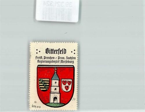 Bitterfeld Vignette Wappen Freist. Preußen Prov. Sachsen Regierungsbezirk Merseburg