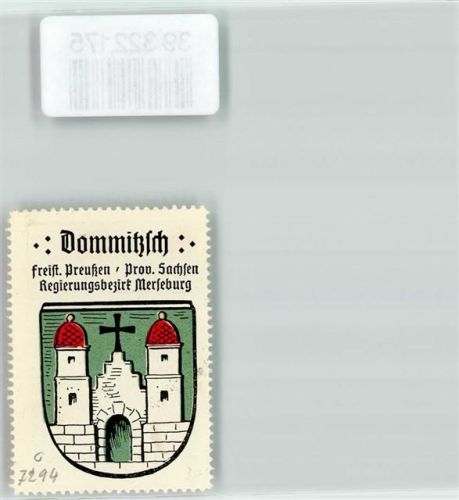 Dommitzsch Vignette Wappen Freist. Preußen Prov. Sachsen Regierungsbezirk Merseburg